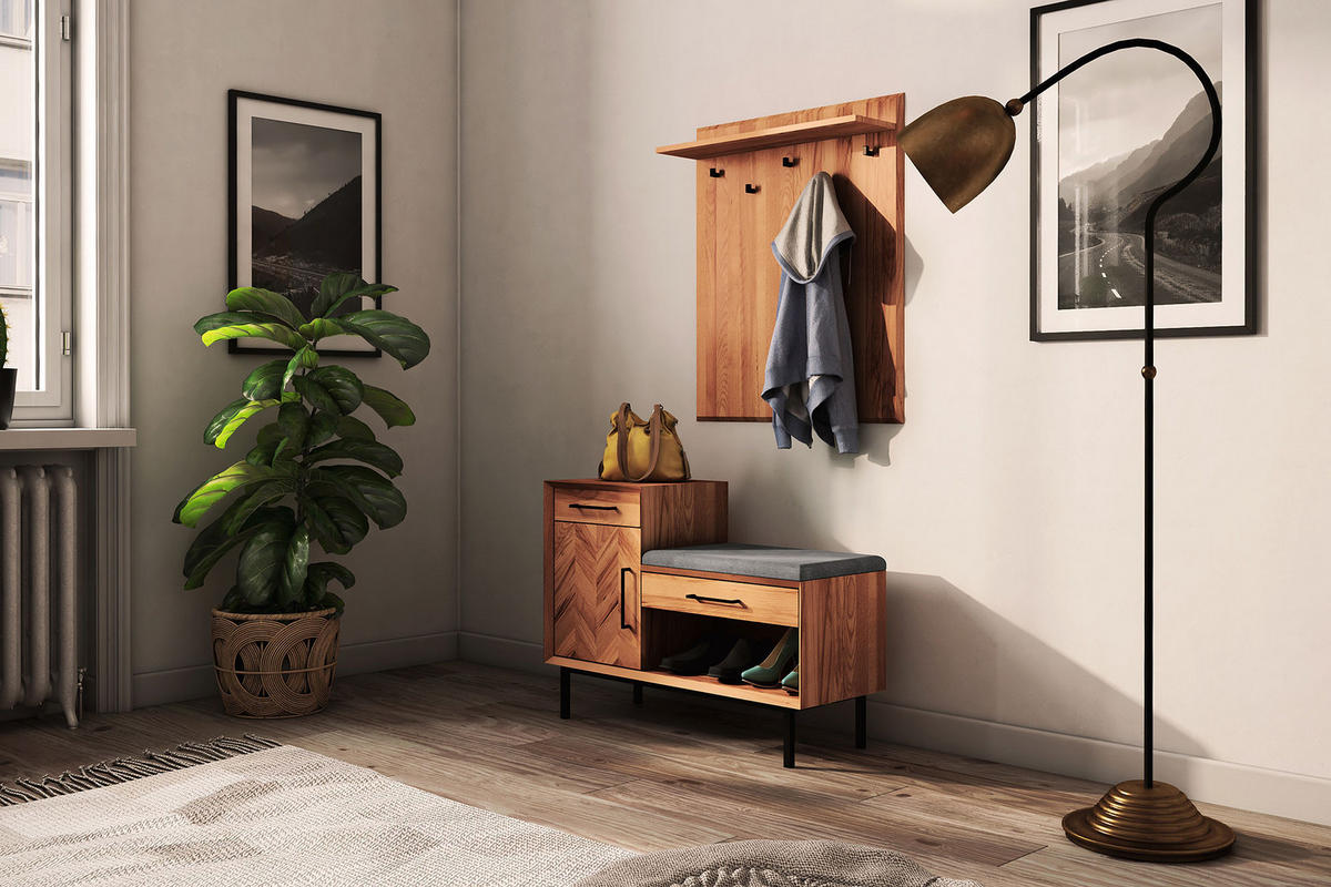 HALLENBANK LEON Kernbuche - Kernbuche, Holz (97/70/36cm) - byoak