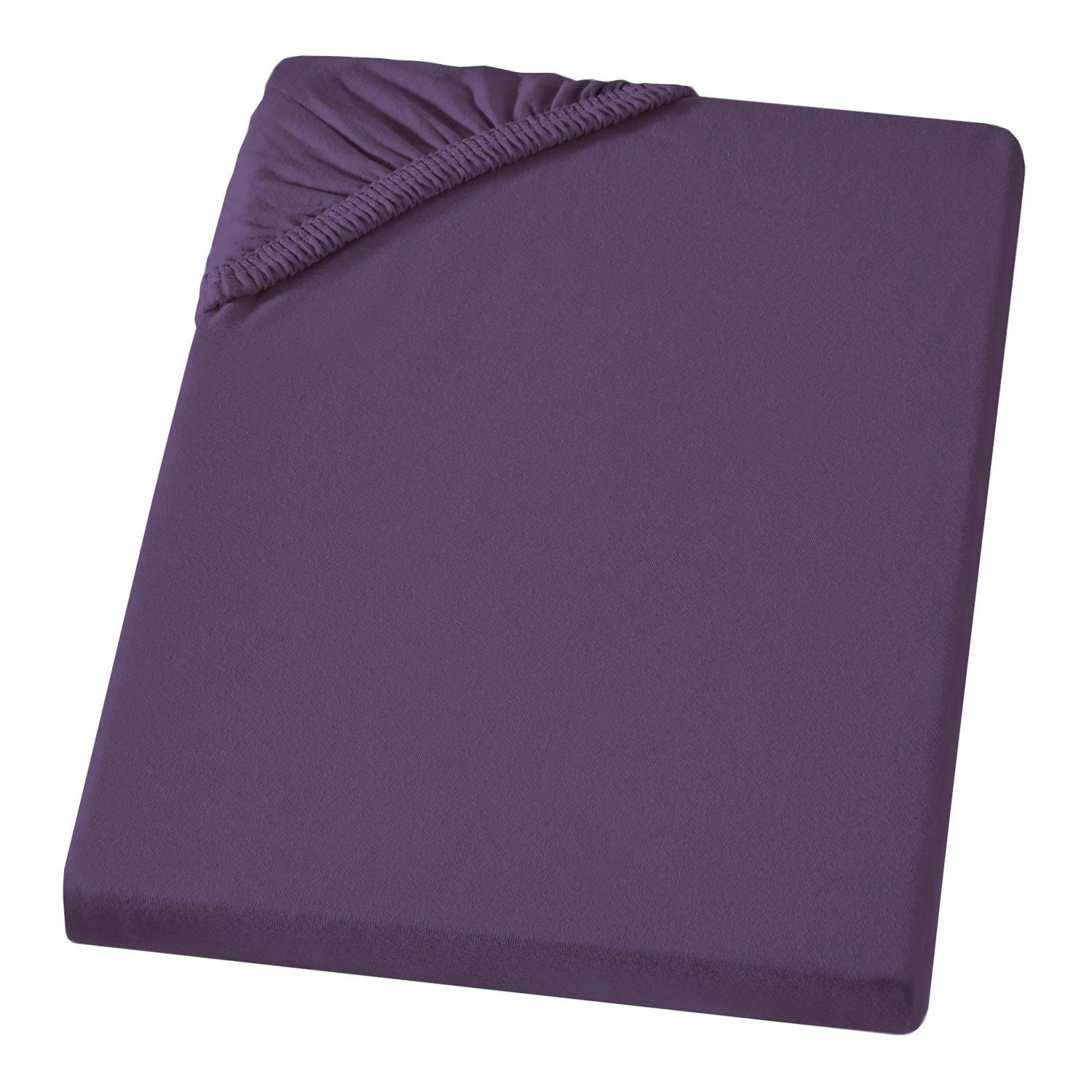 MAKO-JERSEY-BETTLAKEN 180x200 - 200x200 Feine Spannbettlaken aus 100% Baumwolle, Spannbetttuch Laken Uni Violett - Violett, Textil (200/200cm) - Carpe Sonno