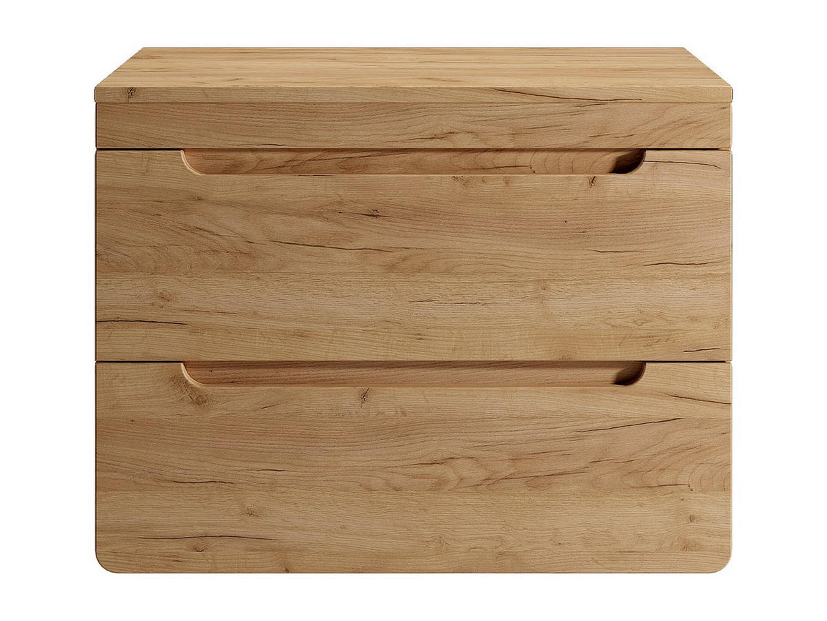 WASCHBECKENUNTERSCHRANK hängend mit Platte - Holzfarben hell - 80 cm - ARUBA - Naturfarben, Holz (80/59/46cm) - Vente-Unique