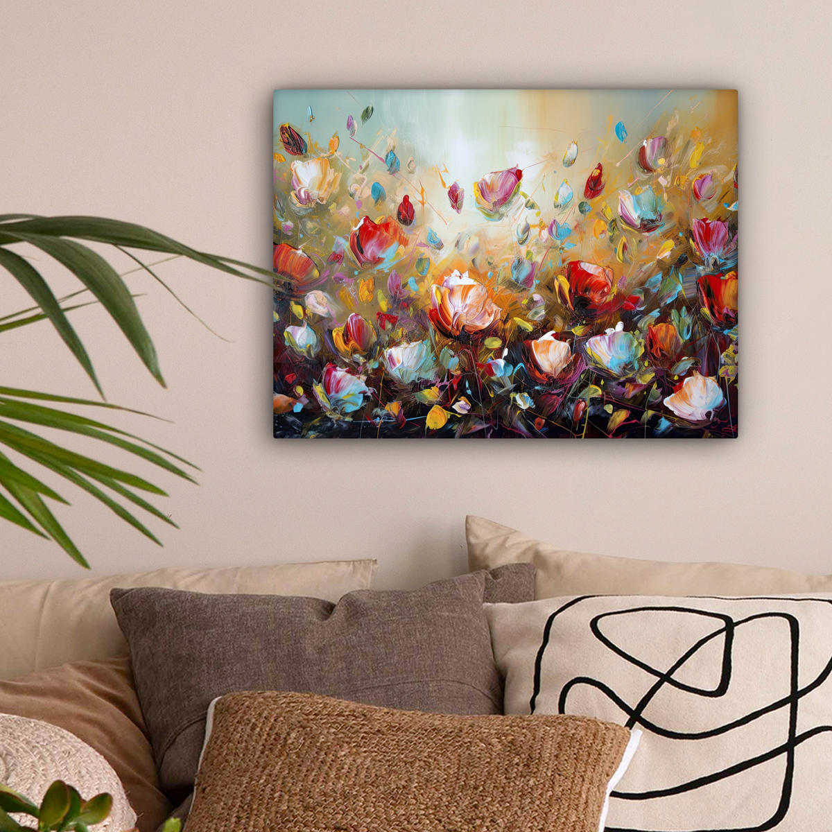 LEINWANDBILD Blumen - Kunst - Natur - Ölgemälde 40x30 cm - Multicolor, Textil (40/30cm) - MuchoWow