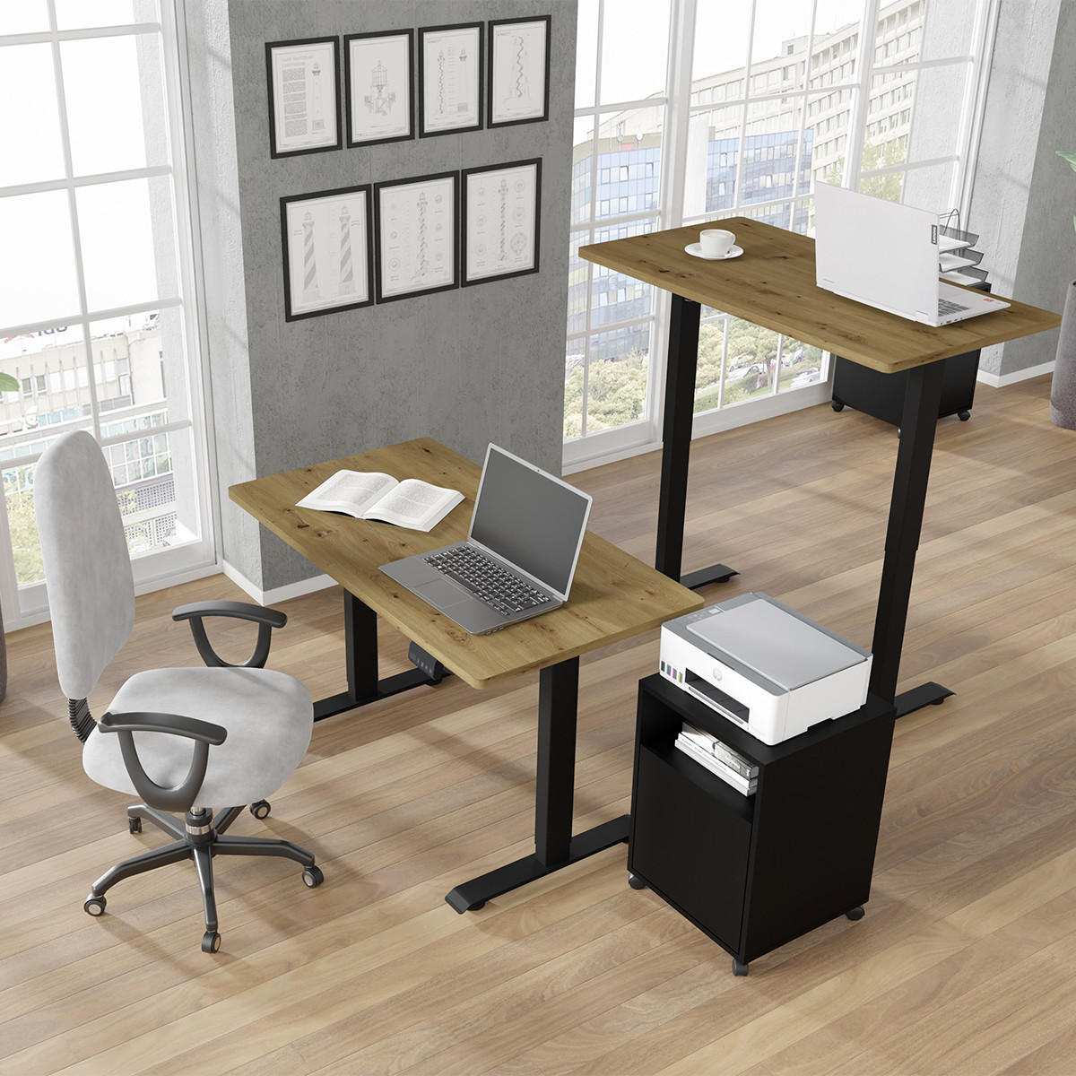 SCHREIBTISCH Ergo Holz und Schwarz - Schwarz, Holzwerkstoff (65/120/73cm) - Petits-meubles