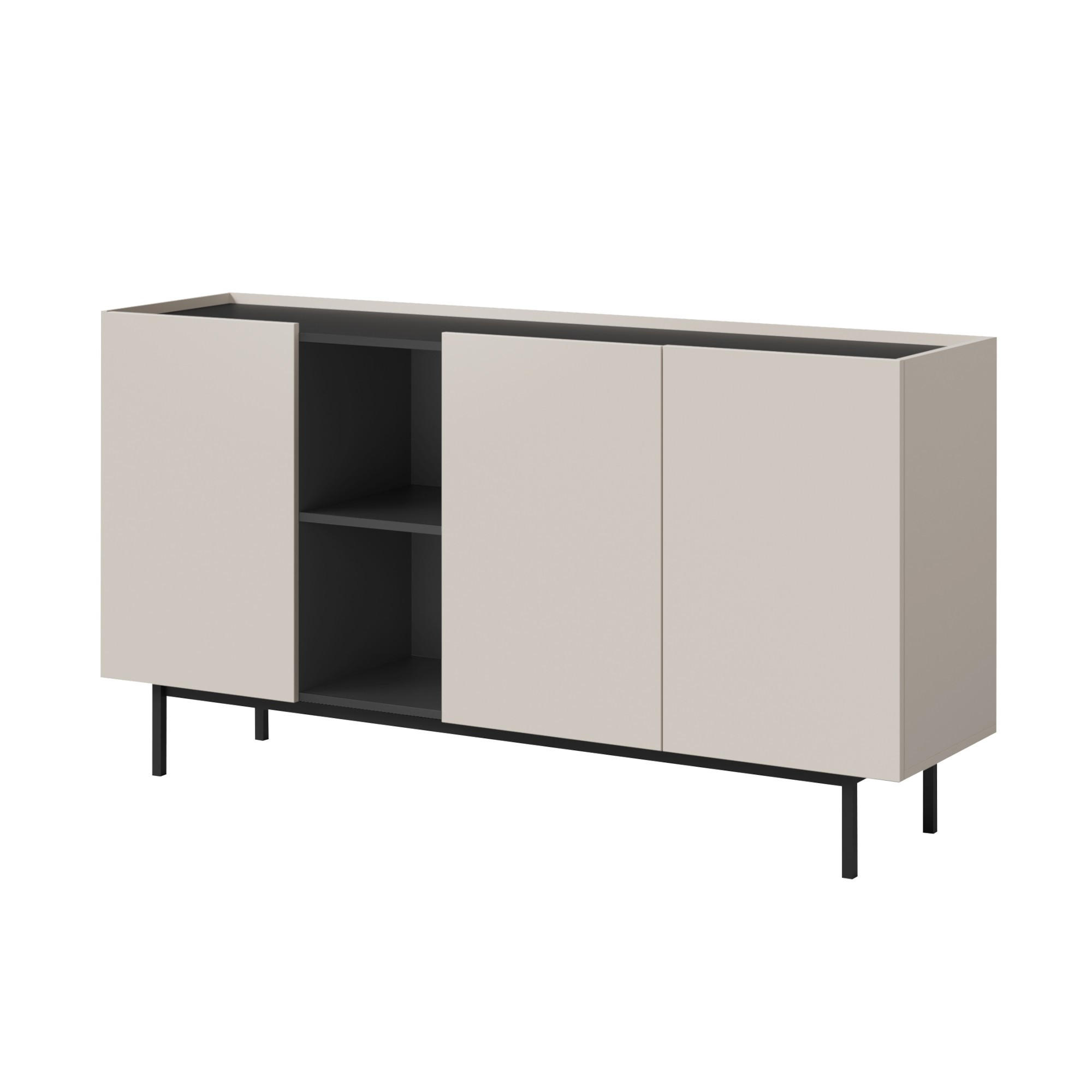 KOMMODE mit Klapptüren Noel 3D 165 Kaschmir / Schwarz - Kaschmir/Schwarz, Holzwerkstoff/Metall (164/87/42cm) - mzm24