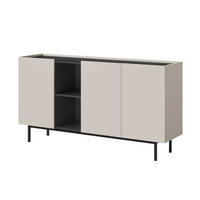 KOMMODE mit Klapptüren Noel 3D 165 Kaschmir / Schwarz - Kaschmir/Schwarz, Holzwerkstoff/Metall (164/87/42cm) - mzm24