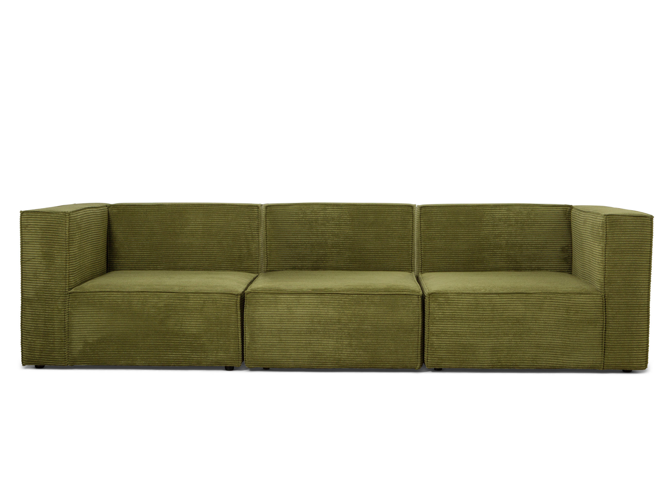 3-SITZER-SOFA Chaiselongue bezogen grünem Kord-nicht modular-Samt HARPER - Grün, Textil (100/65/280cm) - RNT By Really Nice Things