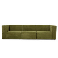 3-SITZER-SOFA Chaiselongue bezogen grünem Kord-nicht modular-Samt HARPER - Grün, Textil (100/65/280cm) - RNT By Really Nice Things