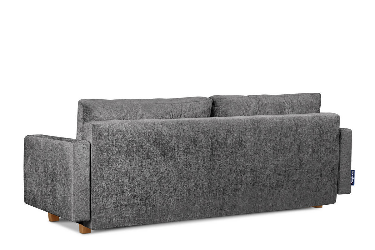 3-SITZER-SCHLAFSOFA ERISO mit weiche Sitzfläche und hohe Rückenlehne, Chenille-Stoff, Stahlfarbe - Braun/Grau, Textil (220/80/100cm) - KONSIMO®
