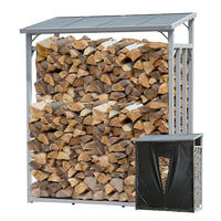 KAMINHOLZREGAL Außen 130x70x185 cm Aluminium Grau mit Wetterschutz 1,6 m³ / 2,5 SRM - Schwarz/Grau, Metall (130/185/70cm) - QUICK STAR