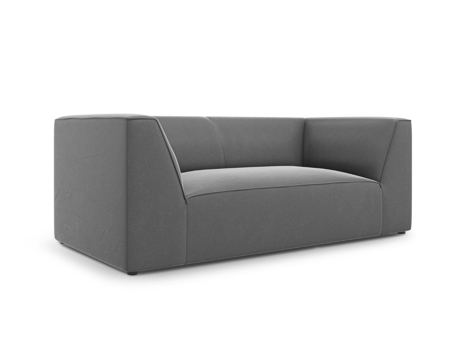 SOFA Ruby aus Samt grau 2 Sitzplätze - Grau, Textil (93/69/174cm) - Micadoni