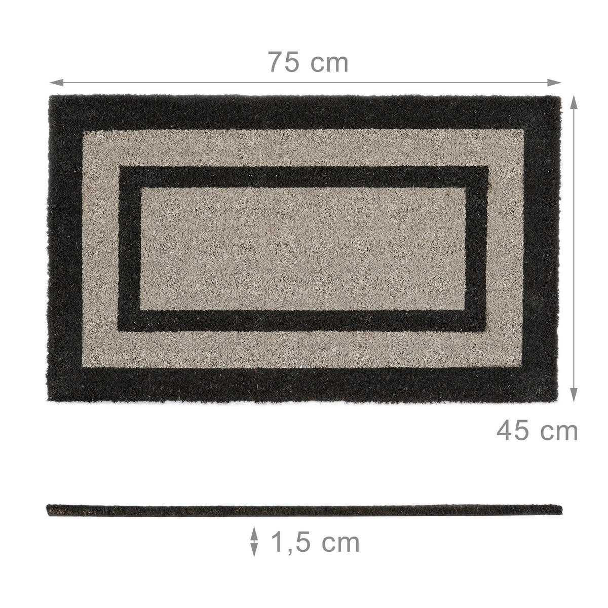 FUSSMATTE - Grau, Kunststoff/Textil (75/45cm) - Relaxdays