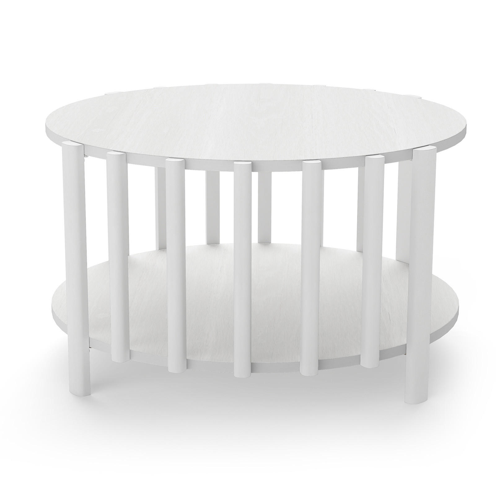 RUNDER Couchtisch Ø 70 × 40 cm – Skandinavisches, minimalistisches Design, Naturholz-Optik, Weiß - Weiß, Holzwerkstoff (70/74/40cm) - Ej. Life