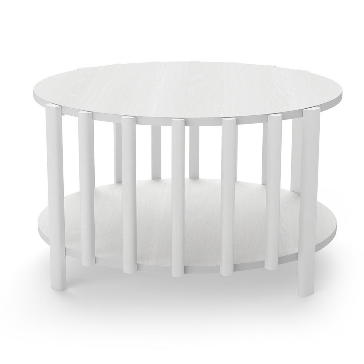 RUNDER Couchtisch Ø 70 × 40 cm – Skandinavisches, minimalistisches Design, Naturholz-Optik, Weiß - Weiß, Holzwerkstoff (70/74/40cm) - Ej. Life