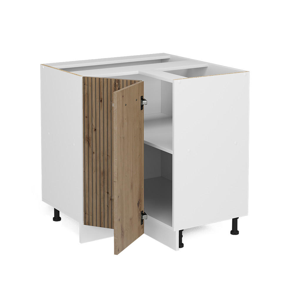 ECKUNTERSCHRANK R-Line Artisan-Eiche 75.6 cm ohne AP - Weiß/Eiche Artisan, Holzwerkstoff (75.6/81.6/46cm) - Vicco