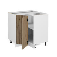ECKUNTERSCHRANK R-Line Artisan-Eiche 75.6 cm, AP Eiche - Weiß/Eiche Artisan, Holzwerkstoff (75.6/81.6/60cm) - Vicco