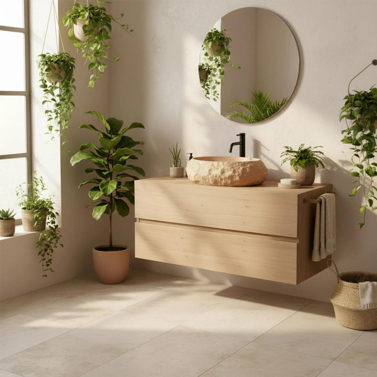 AUFSATZWASCHBECKEN Rea Mika Light Terracotta - Beige, Keramik (38/15/50cm) - REA