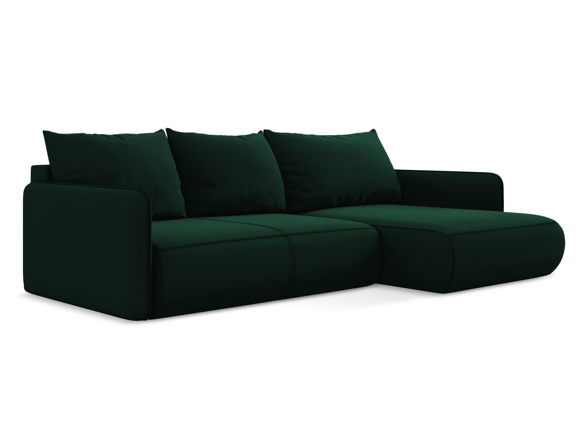 ECKSOFA mit Schlaffunktion Samt Stoff Grün - Dunkelgrün/Schwarz, Kunststoff/Textil (240/148cm) - Makamii