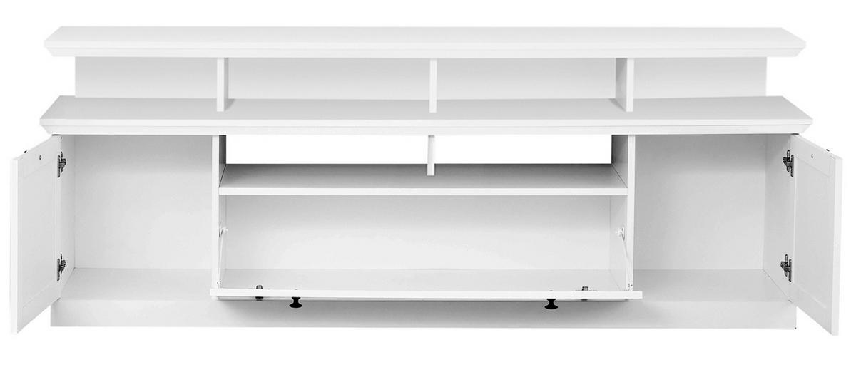 TV-LOWBOARD weiß 177 cm, TV Unterteil im Landhausstil inklusive Podest - Silberfarben/Weiß, Holzwerkstoff/Metall (177/65/41cm) - Top.Furn
