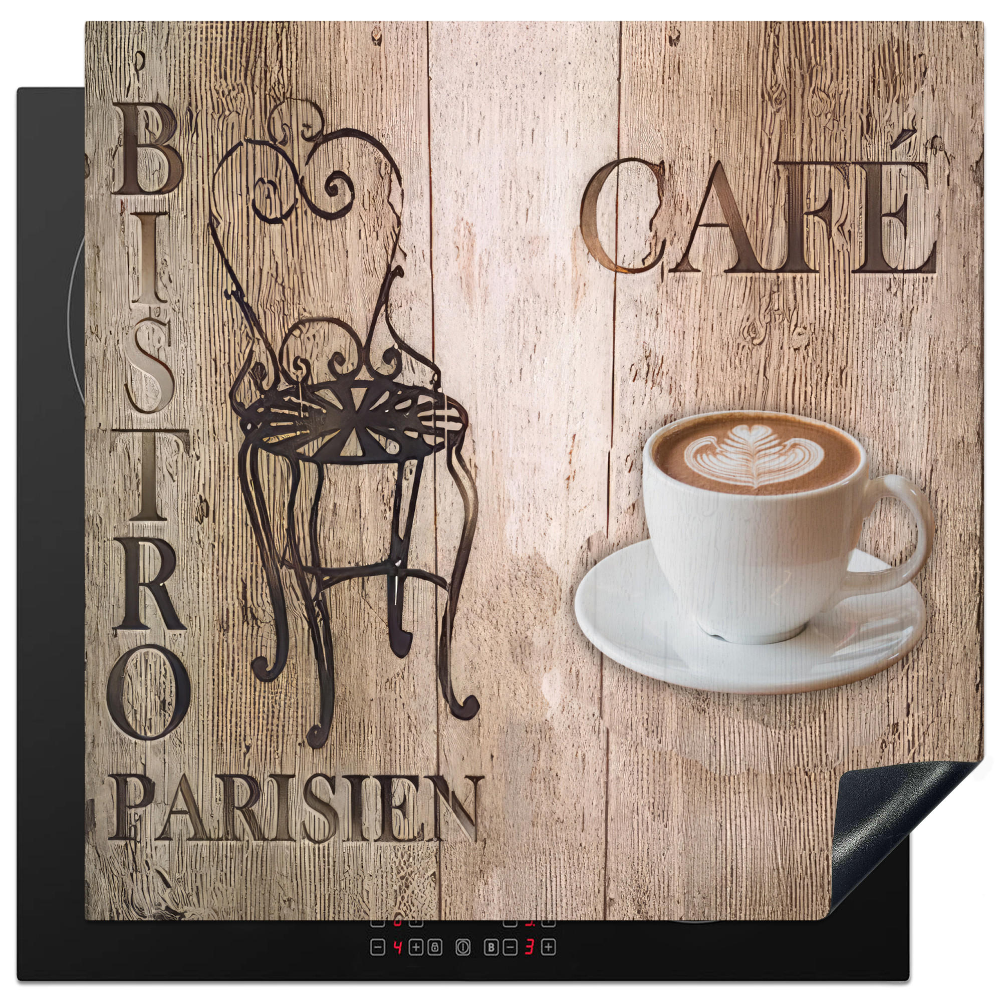 HERDABDECKPLATTE Bistro Parisien - Café - Kaffee - Jahrgang 78x78 cm - Cappuccino, Kunststoff (78/0.2/78cm) - MuchoWow