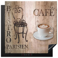 HERDABDECKPLATTE Bistro Parisien - Café - Kaffee - Jahrgang 78x78 cm - Cappuccino, Kunststoff (78/0.2/78cm) - MuchoWow
