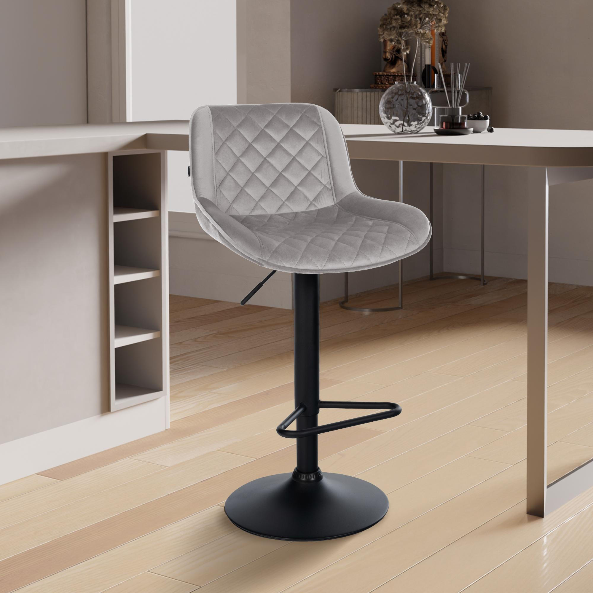 BARHOCKER Samt Grau - Schwarz/Grau, Textil/Metall (50/84/52cm) - CLP
