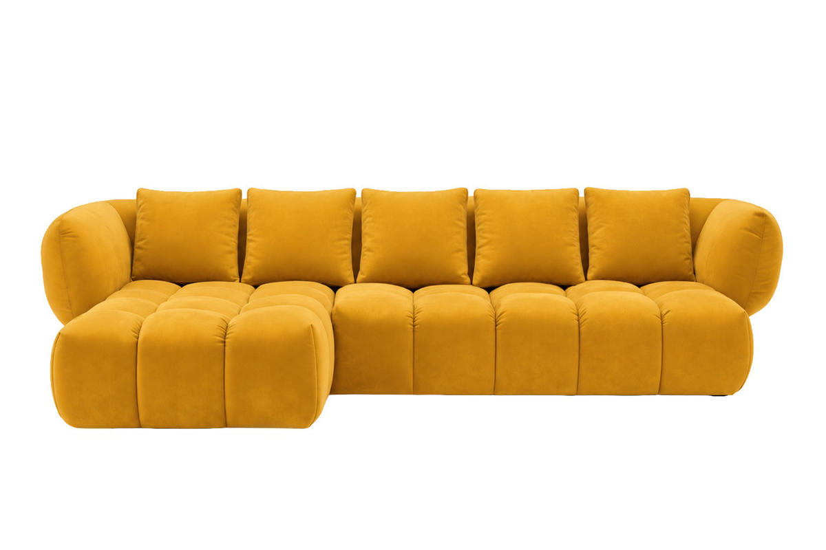 ECKSOFA L-Form, Veloursstoff Bluvel, Golden, Links, SEVIO L - Goldfarben, Holz (242/175cm) - Kaiser Möbel