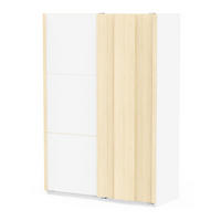 SCHRANK mit 2 Schiebetüren in Weiß und Eichenholz-Finish 140,1/64/203 cm - Weiß, Holzwerkstoff (64/203/67.7cm) - Calicosy