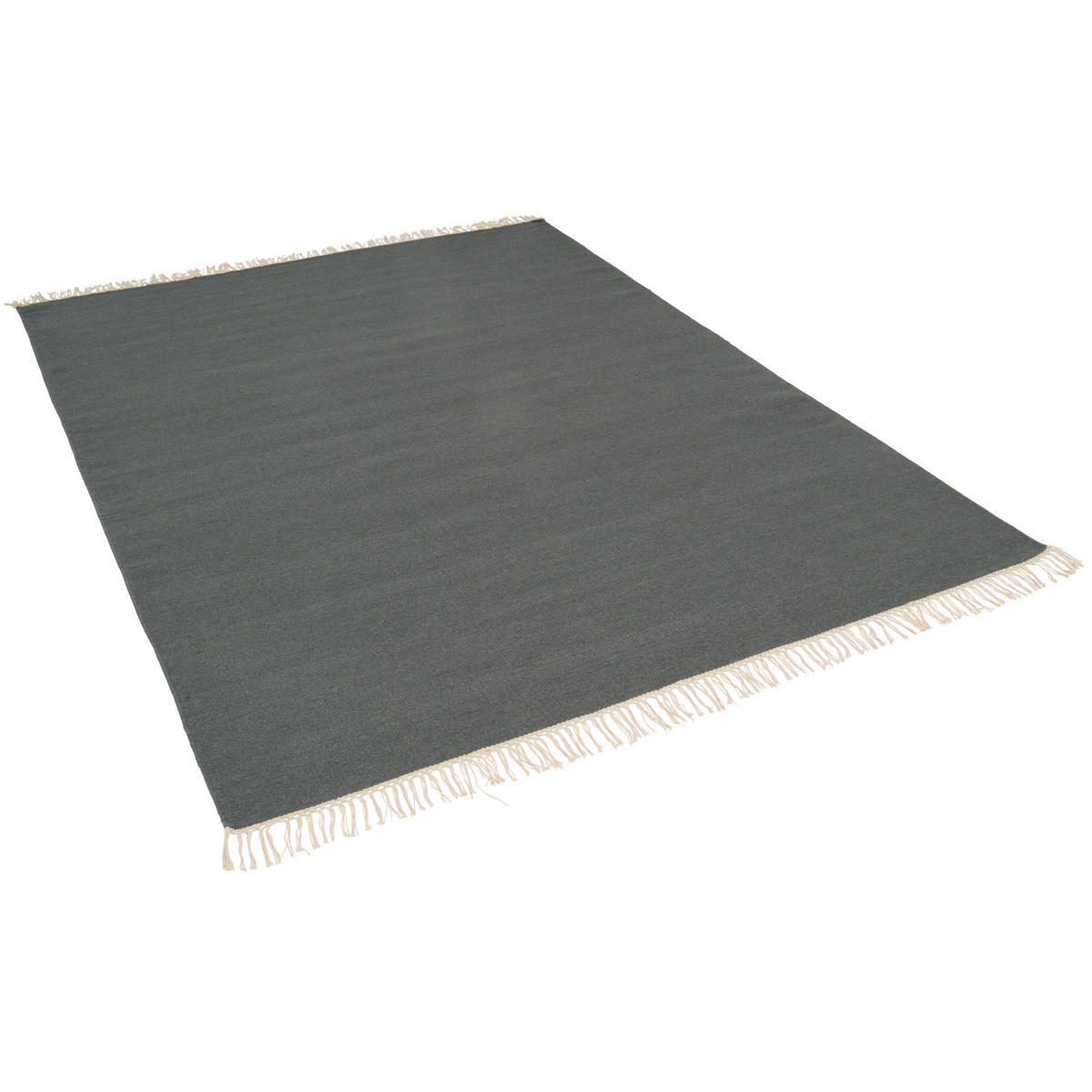 WOLLE NATUR TEPPICH KELIM MILA - Blaugrau, Textil (140/200cm) - Pergamon