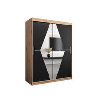 SCHWEBETÜRENSCHRANK 200/150/62 2-türig - Silberfarben/Schwarz, Holz/Kunststoff (150/200/62cm) - Abiks Möbel