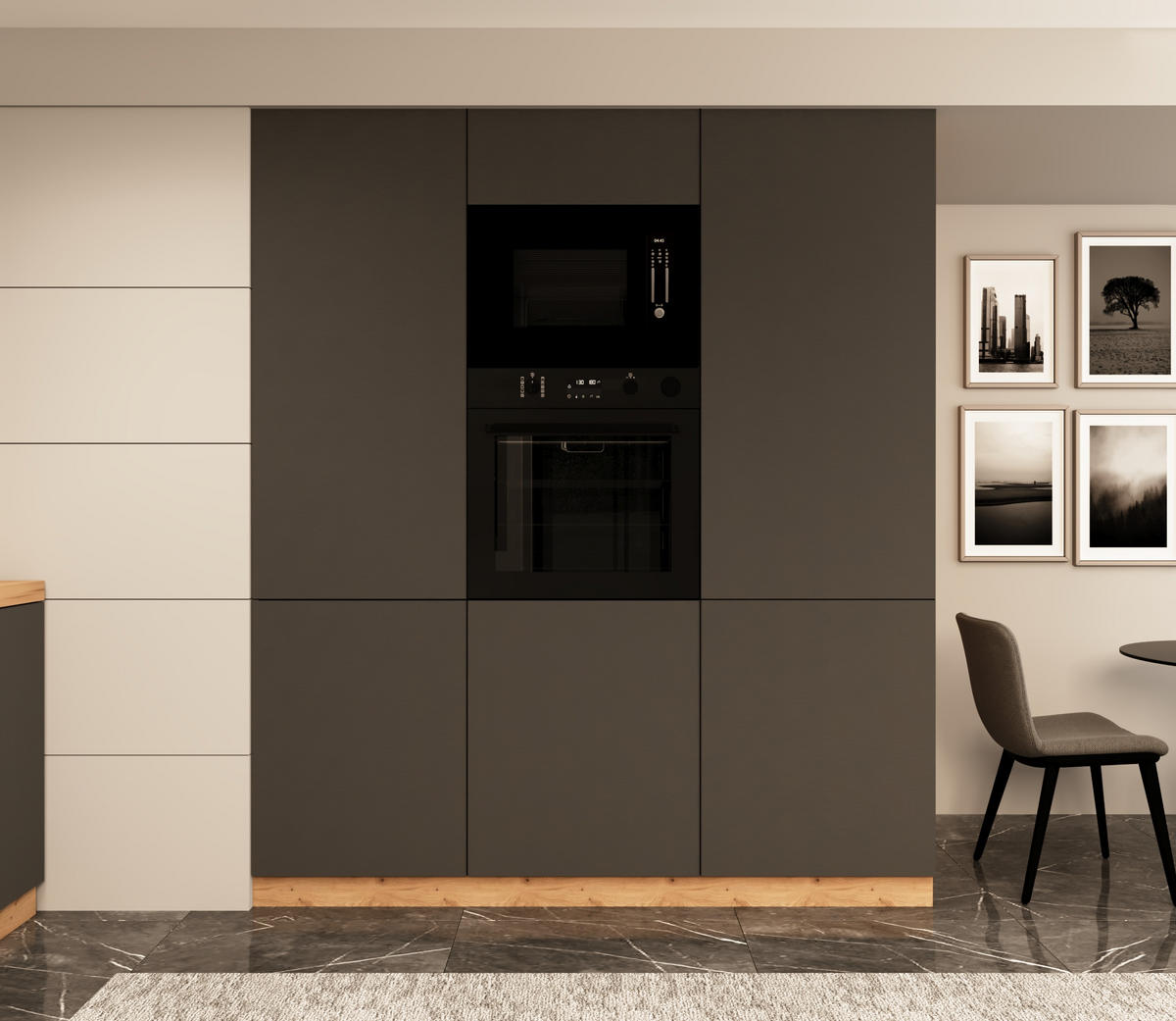 KÜCHENZEILE 300 cm - Langen KL17-M300 - in Grau / Matt - Grau, Holz (460/212/58cm)