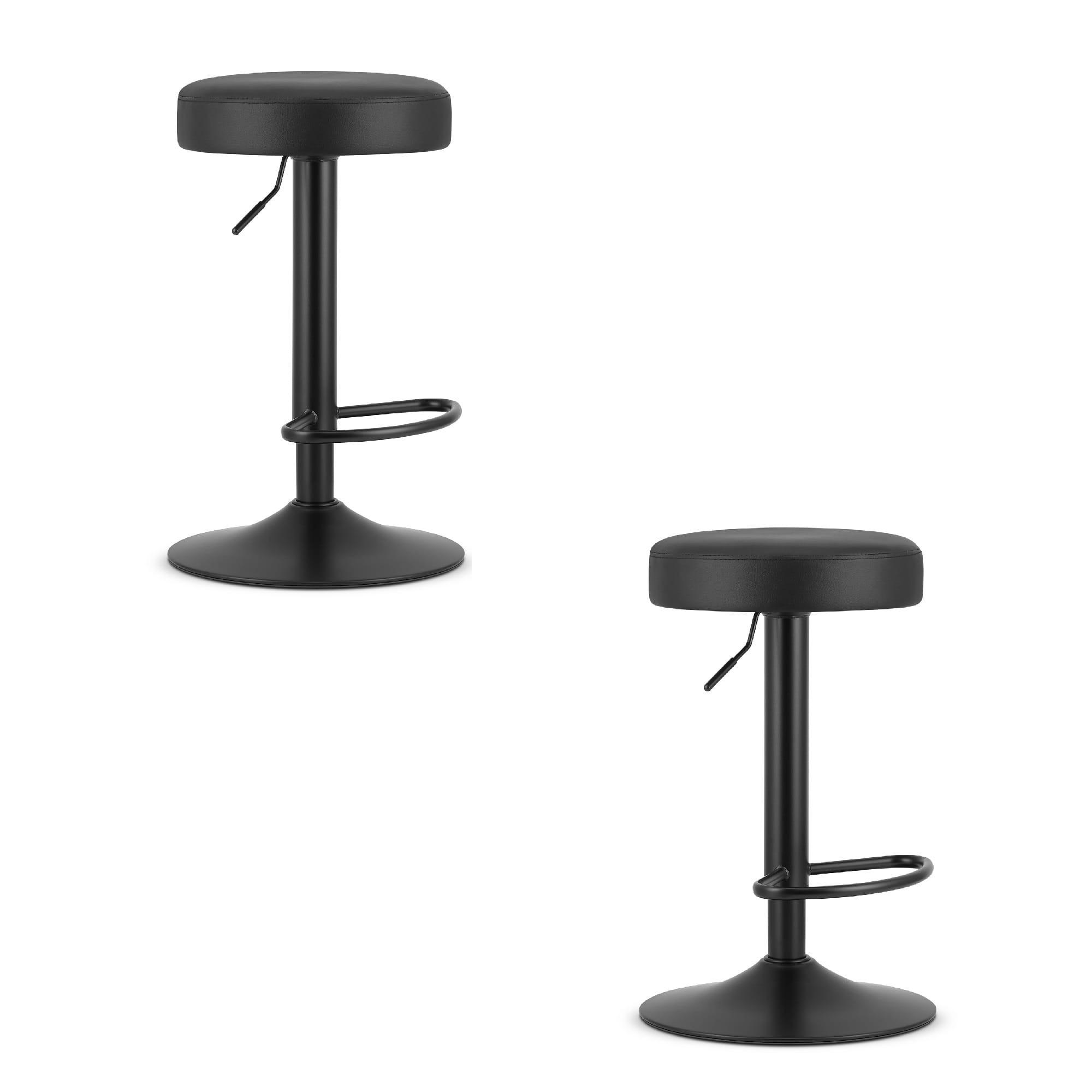 BARHOCKER 2-er Set ROJST ECO schwarzer Sitz, schwarze Basis - Schwarz, Leder (38/83/38cm) - Valora