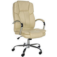 CHEFSESSEL Lederlook Creme - Chromfarben/Creme, Textil/Metall (62/115/70cm) - CLP