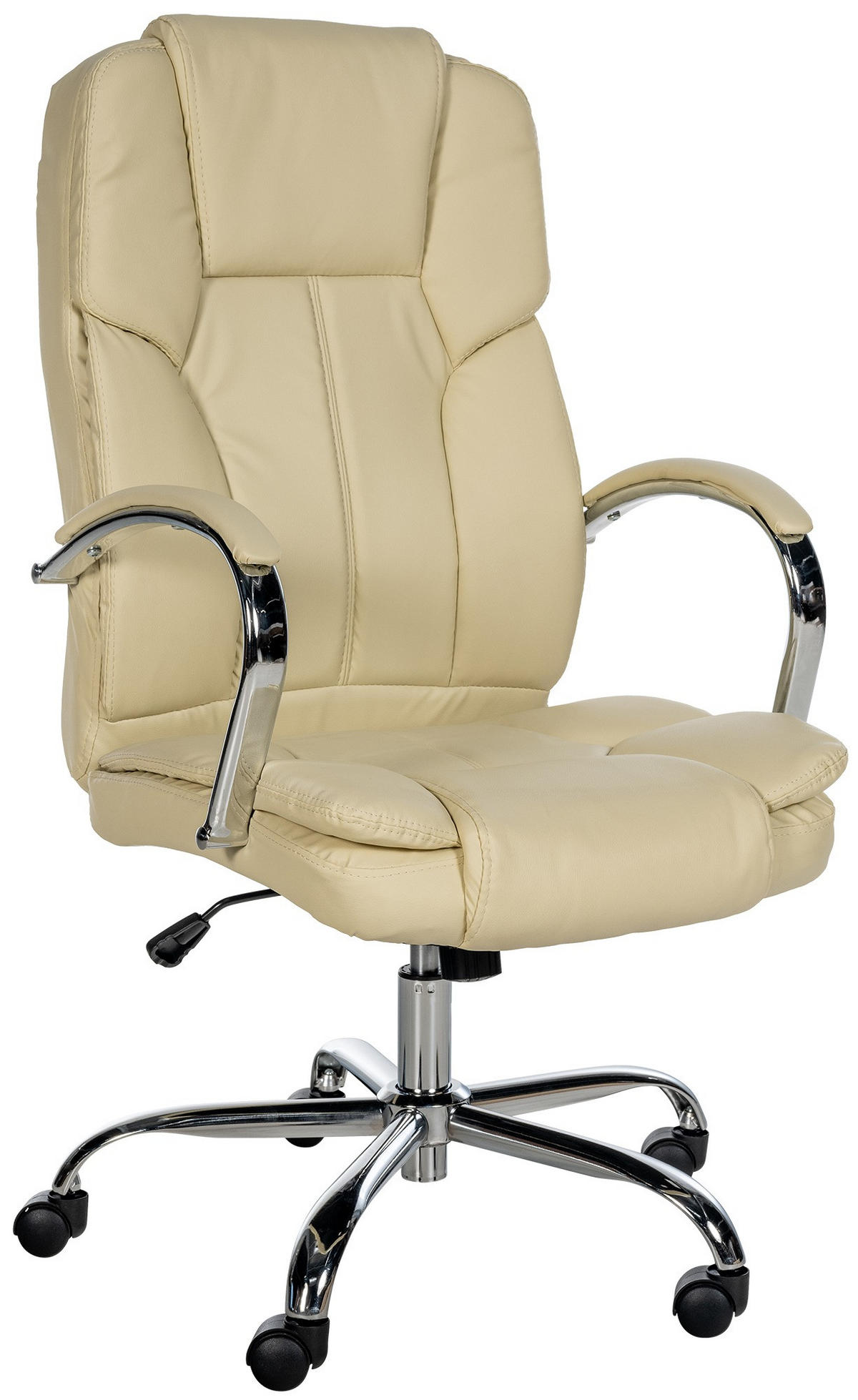 CHEFSESSEL Lederlook Creme - Chromfarben/Creme, Textil/Metall (62/115/70cm) - CLP