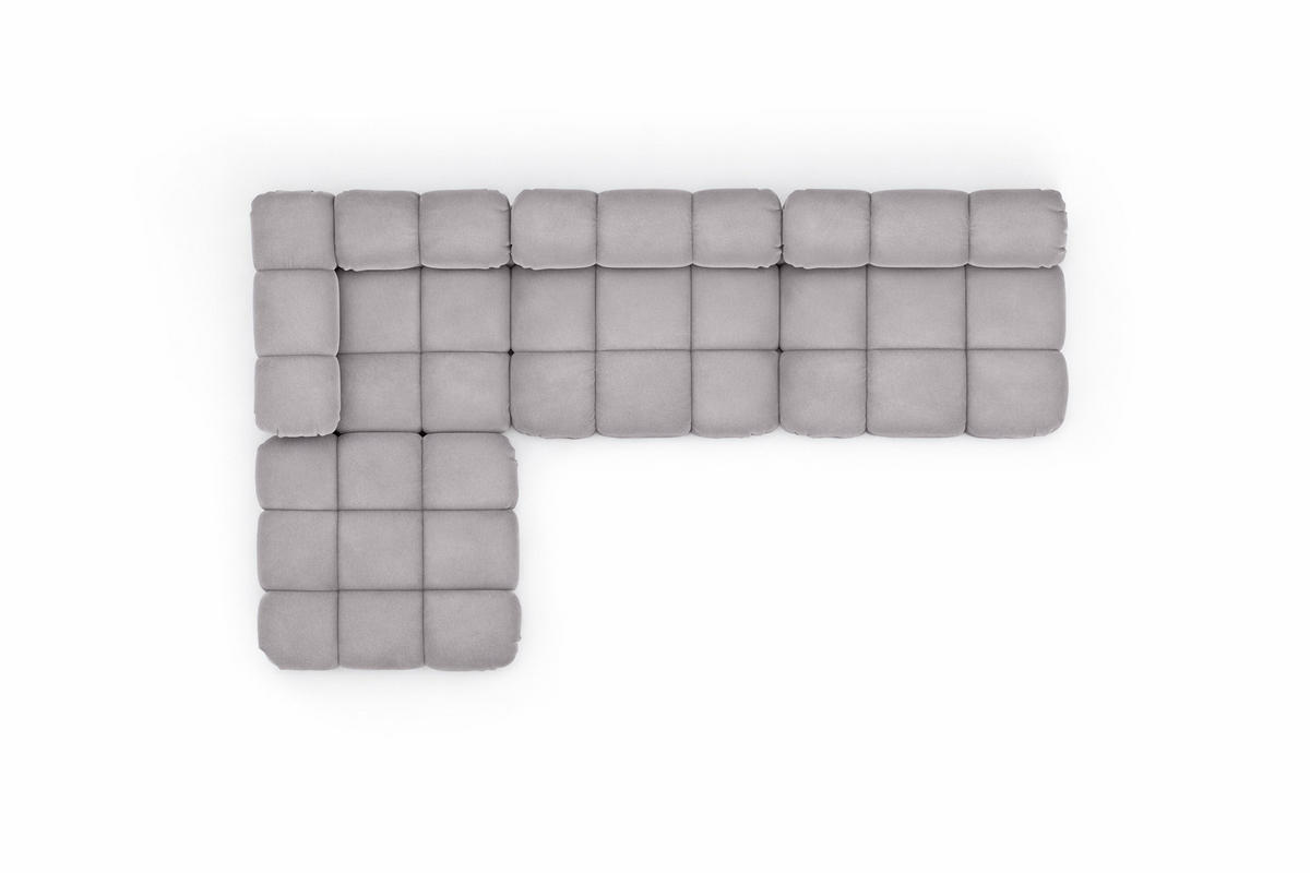 ECKSOFA L-Form Modulare, Veloursstoff Salvador, Grau, Links, Selia - Grau, Holz (285/160cm) - Kaiser Möbel