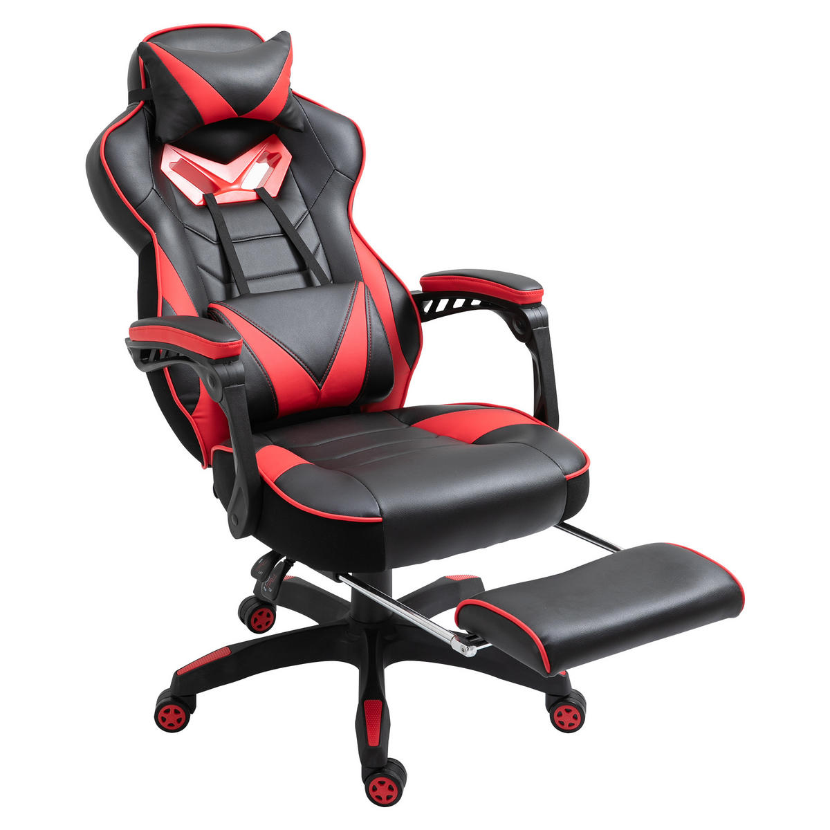 ERGONOMISCHER Bürostuhl, Schwarz+Rot - Multicolor, Leder (70/118.5/65cm) - Vinsetto