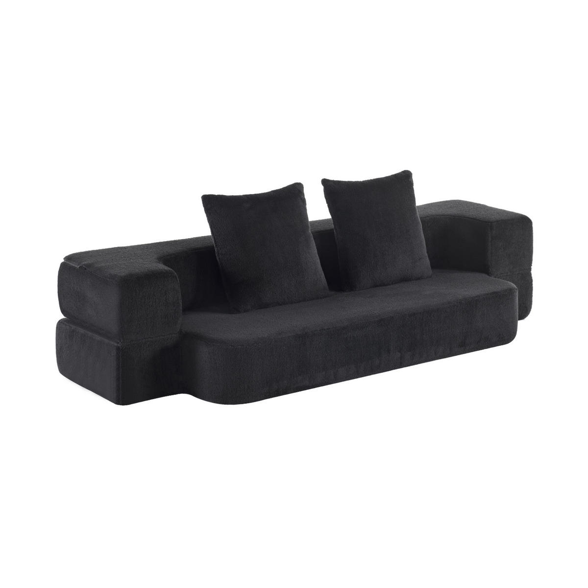 SOFA klappbar 2-in-1 Zweisitzer Schwarz - Schwarz, Kunststoff (52/48/190cm) - Meubliv