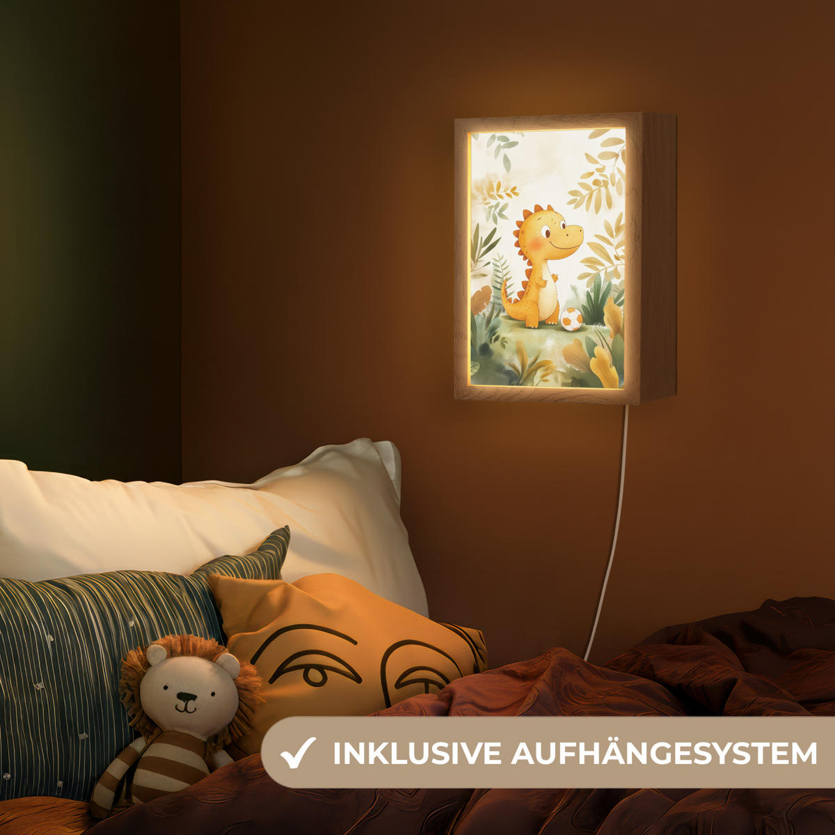 NÁSTĚNNÁ LAMPA Dino - Fotbal - Orange 20x30 cm - béžová, kompozitní dřevo (20/30/8cm) - OnlyWow