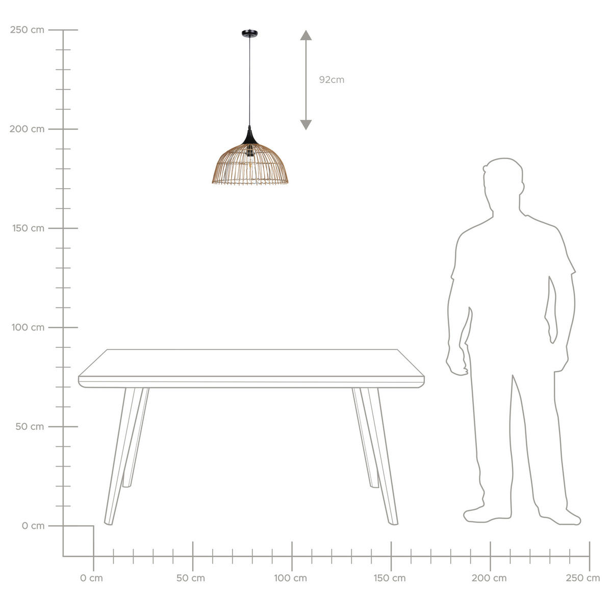 HÄNGELEUCHTE Bararis 40/40/20 cm - Naturfarben, Naturmaterialen (40/40/20cm) - Beliani