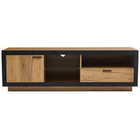TV-LOWBOARD Led Schwarz-Eichenfarben 160/40/50 cm - Schwarz, Holz (160/50/40cm) - PANGIVO
