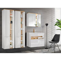 BADMÖBEL-SET 5-TLG. Bermuda-56 - Weiß, Holzwerkstoff (195/200/45cm) - Lomado