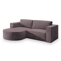 ECKSOFA SORELA M L-S Lila Velours-Stoff mit Schlaffunktion - Lila, Holz (263/174cm) - MASSENO