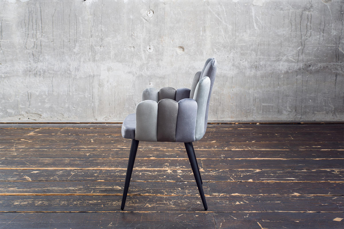ESSZIMMERSTUHL FREJA Grau Velvet - Schwarz/Grau, Kunststoff/Textil (58/85/56cm) - KAWOLA