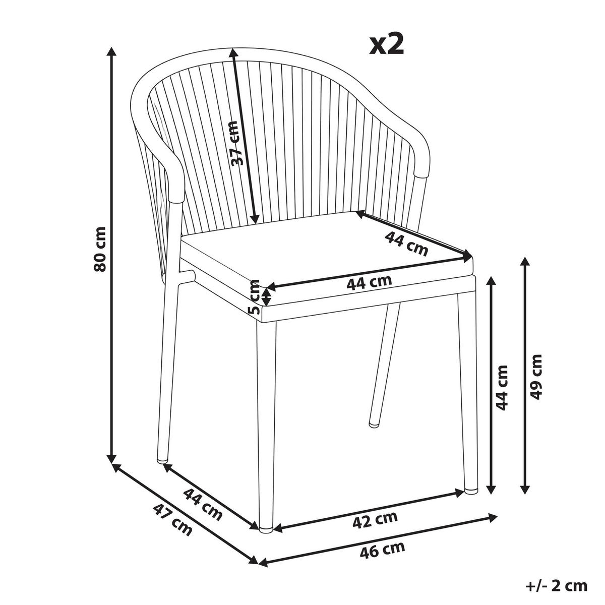 STUHL 2er-Set und Sitzkissen Metall Grün Paranea - Beige/Weiß, Metall (46/80/47cm) - Beliani