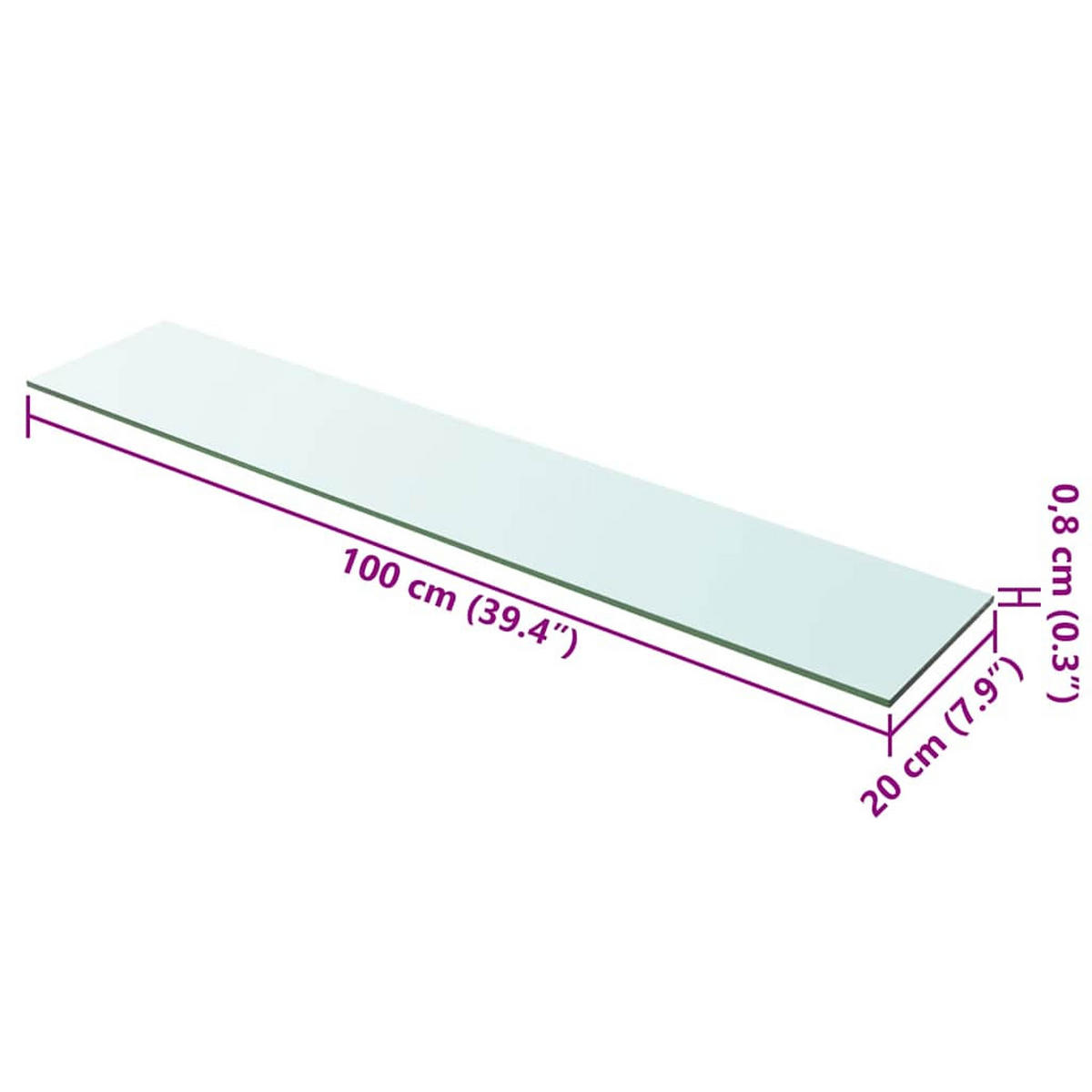WANDBOARD 100/20/0,8 cm aus Glas Transparent - Transparent, Glas (100/0.8/20cm) - vidaXL