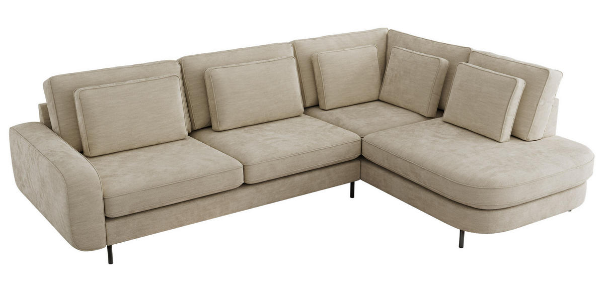 ROHOVÁ SEDAČKA CALENO L - Béžová Hrubě tkaná žinylka - Levá Strana - černá/béžová, kov/textil (317/225cm) - MKS