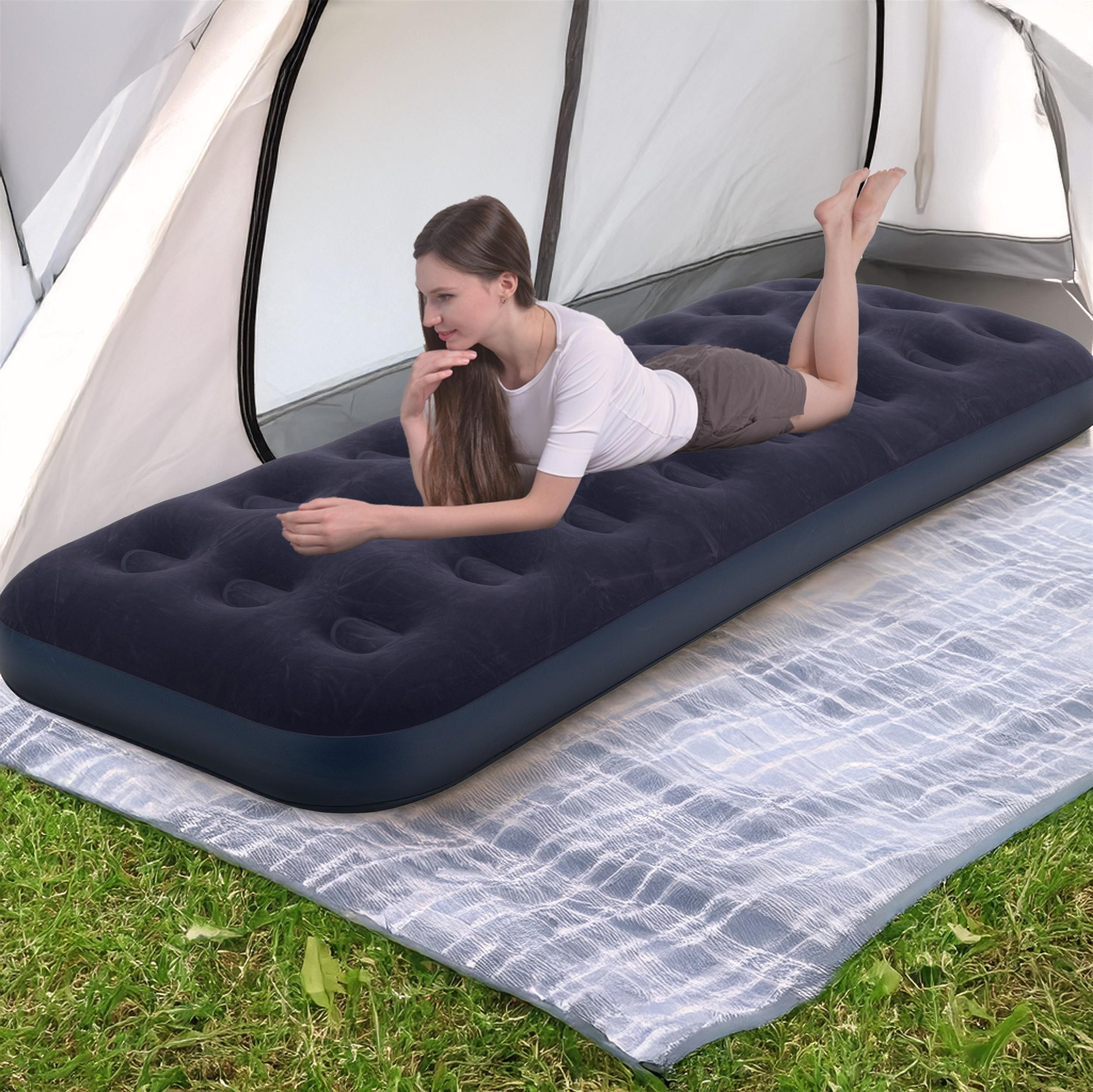 LUFTBETT Luftmatratze Camping 1 Person 191x73x22cm blau aufblasbar ohne Pumpe - Blau, Kunststoff (73/191cm) - Avenli