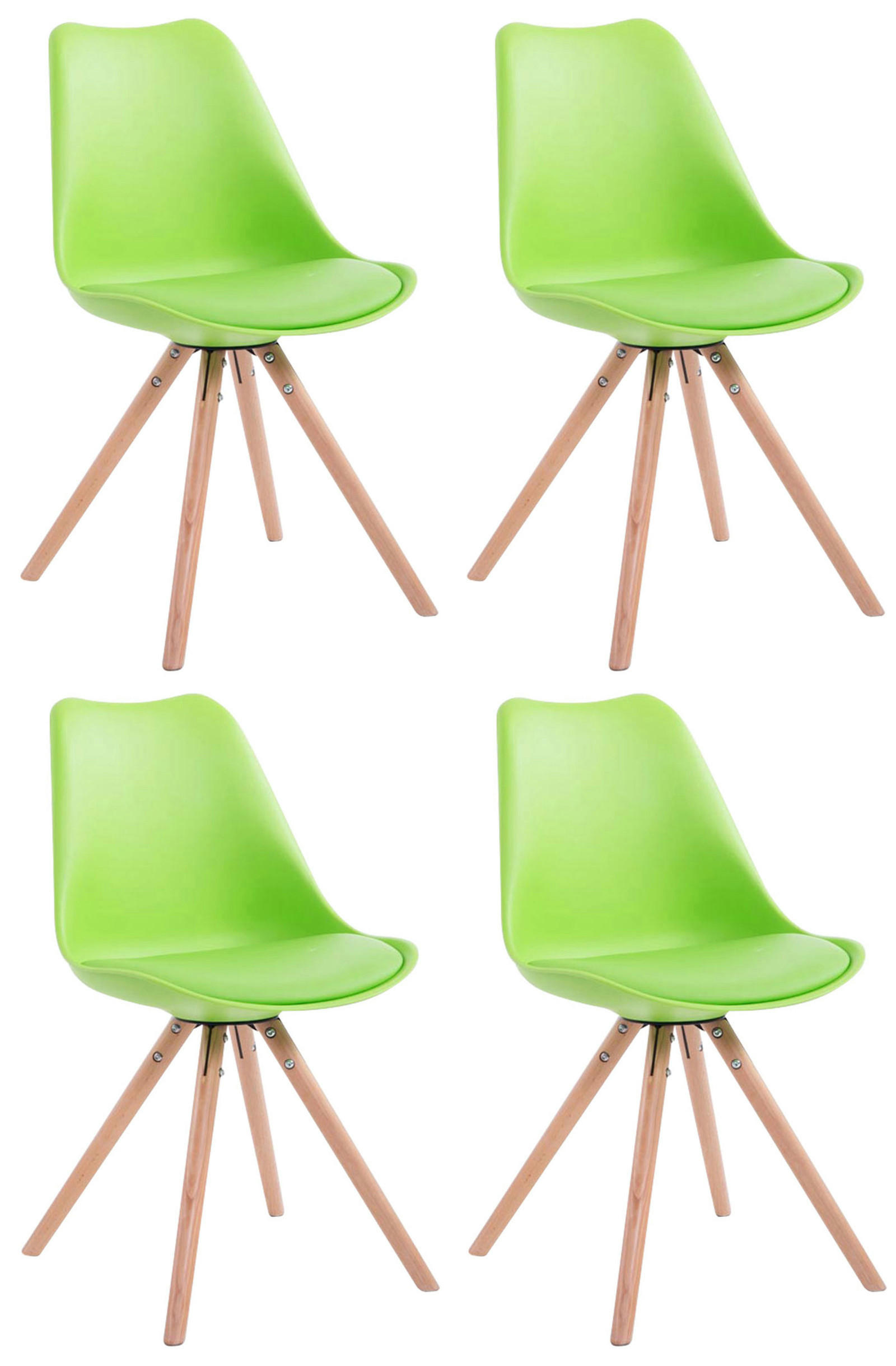 STUHL 4er Set Lederlook grün - Eukalyptusholzfarben/Grün, Holz/Textil (48/83/56cm) - CLP