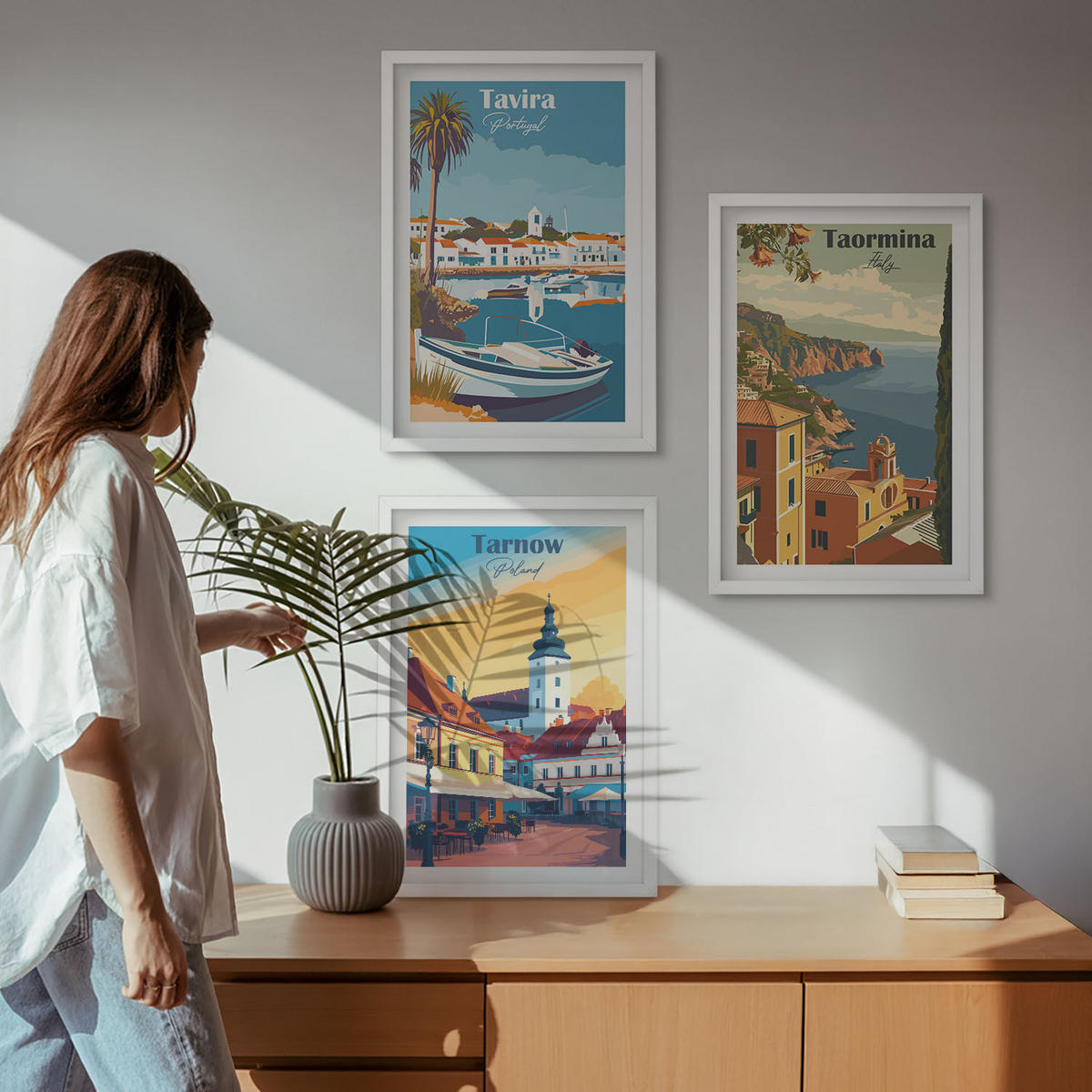 WANDBILDER 3er-Set - 40x60 cm Weißer Rahmen - Ansichten von Küstenstädten - Weiß, Kunststoff (40/60cm) - ArtPrintCave