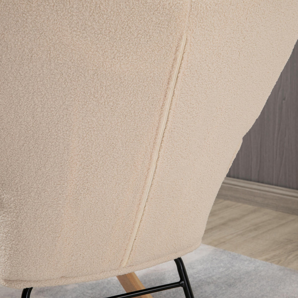 SCHAUKELSTUHL, Berbervlies, Beige - Beige, Kunststoff/Metall (98/101/71cm) - HOMCOM