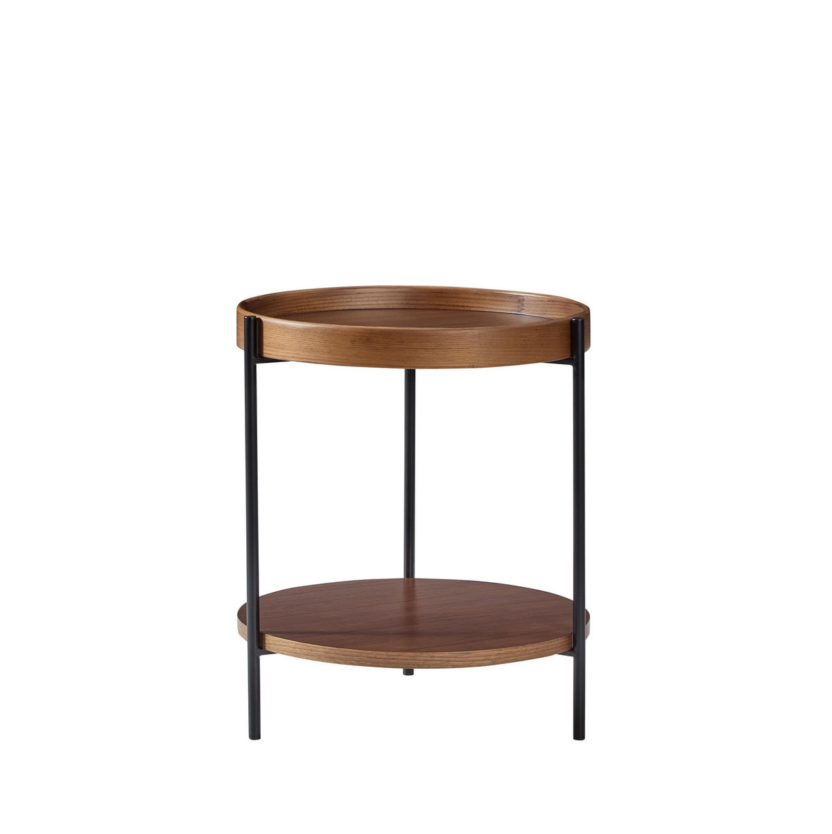 KLUBSKA miza 69/44 cm iz masivnega lesa in MDF v barvi oreha, 2-delni komplet - barva oreha, leseni material (44/44/48cm) - BEAOK