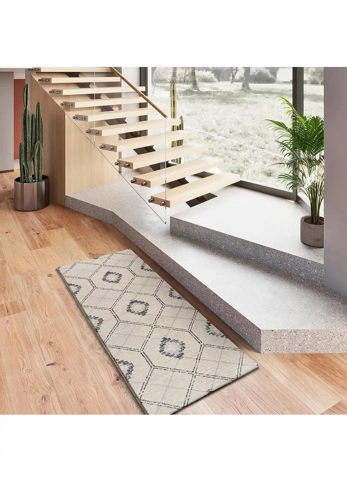 WEBTEPPICH Blau / Weiß Siroco 80/200 cm - Blau/Beige, Naturmaterialien/Textil (80/200cm) - Atticgo