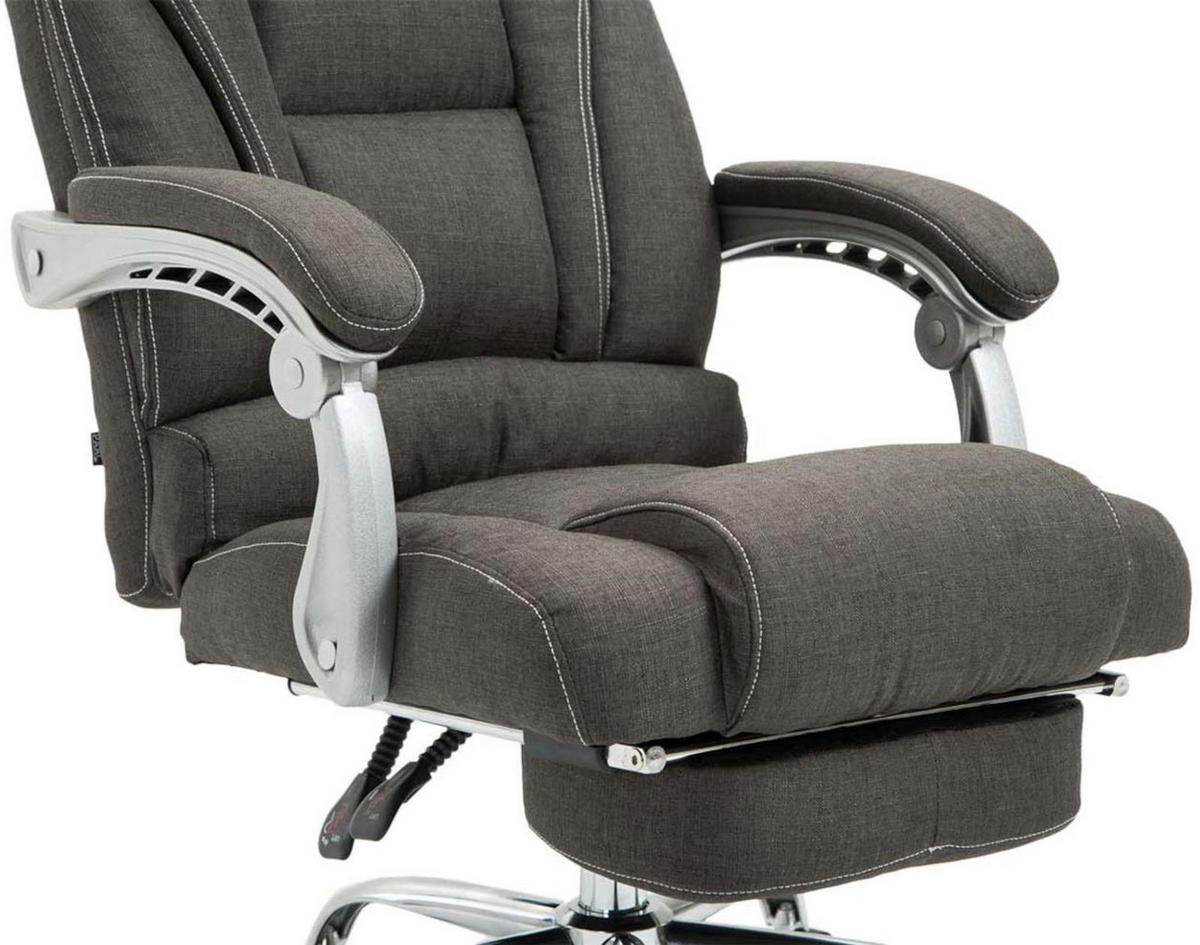CHEFSESSEL Stoff dunkelgrau - Chromfarben/Dunkelgrau, Textil/Metall (68/118/64cm) - CLP